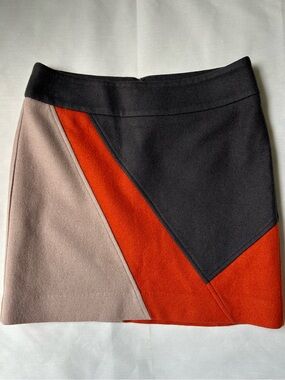 Colorblock Wool Blend Mini Skirt